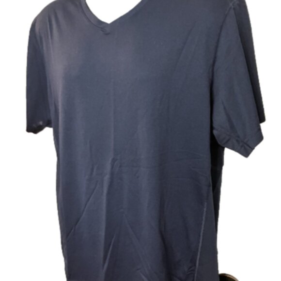 Roundtree & Yorke Sport XL Short Sleeve Navy Blue V-neck polyester Athletic Tee - Picture 2 of 9